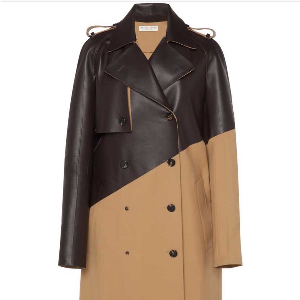 BOTTEGA VENETA NWT Leather and Wool Trench. - Picture 2 of 13